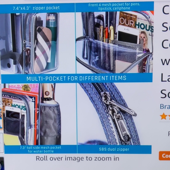 2 in 1 Large Heavy PVC Clear Backpack - Picture 8 of 8